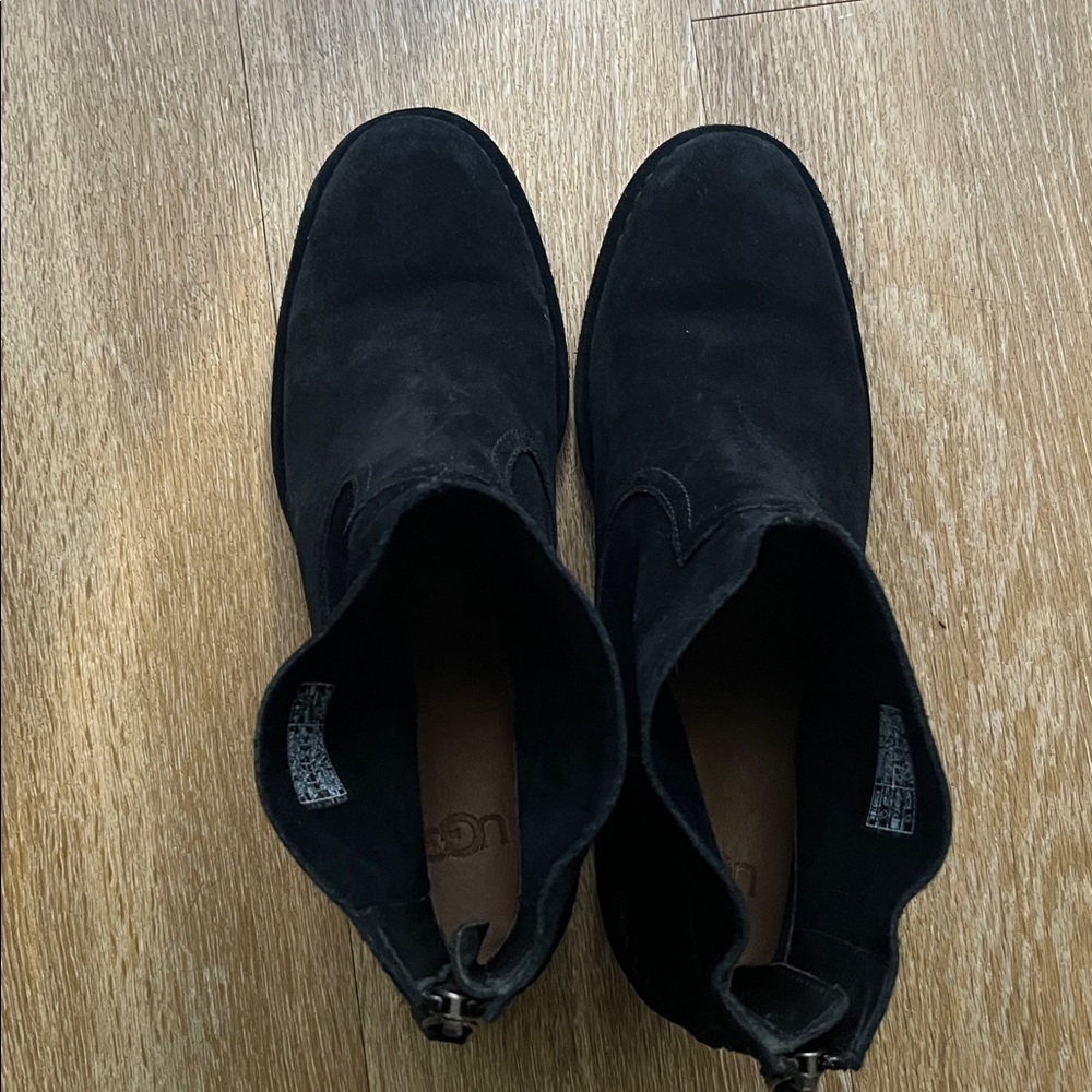 Ugg Bandara Black Suede Leather Block Heel Chelsea Boots size 9 - Picture 9 of 12